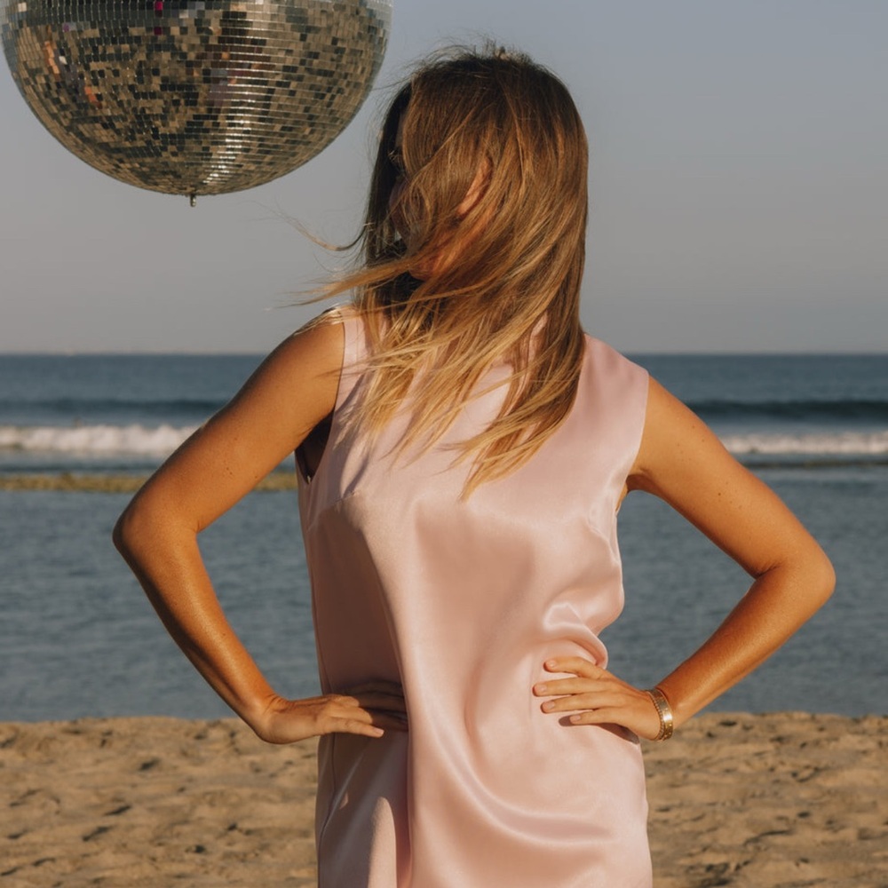 NWT Daily Drills Silky Mini Dress with Neck Tie